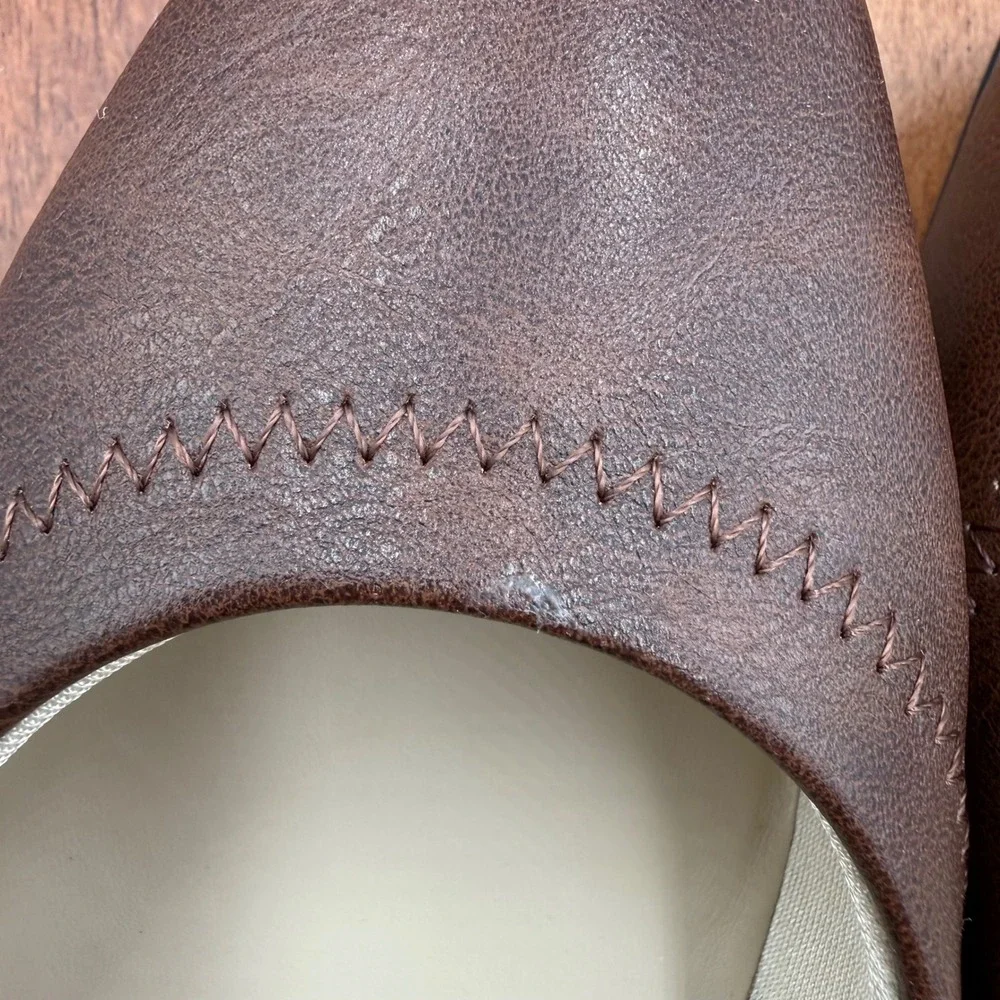 LifeStride Groovy Wedge Pumps Womens 8W Dark Tan Cowboy Brown Square Toe Comfort